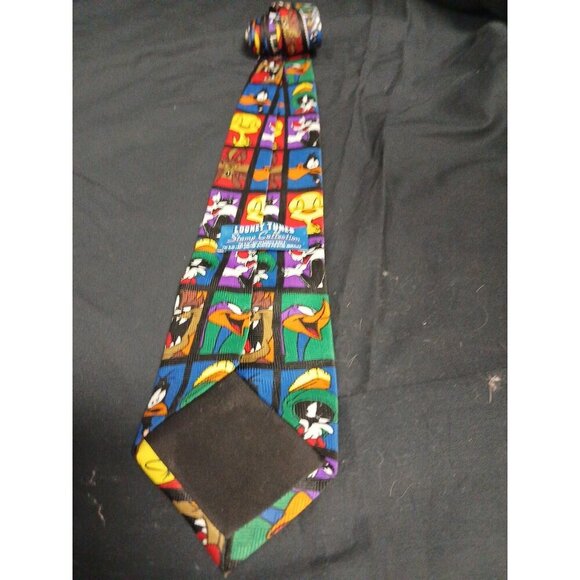 VTG Looney Tunes Bugs Bunny Daffy Duck 1997 Stamp Collection Classic Neck Tie - Picture 7 of 7